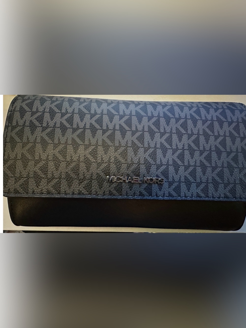 Michael Kors Black Multi Jet Set Large Zip Wallet Cross Body
